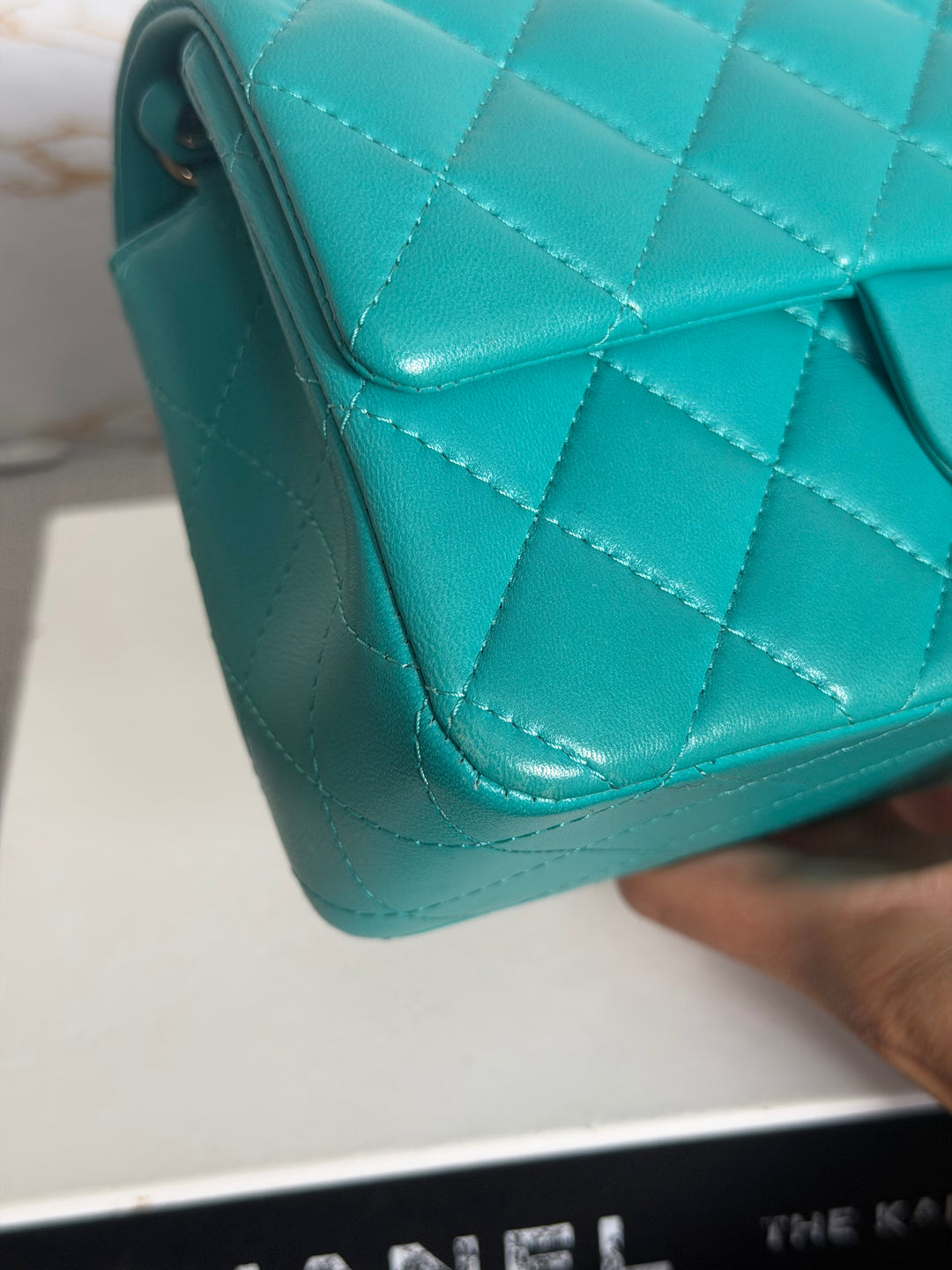 CHANEL series 23 Turquoise Lambskin LGHW Mini Rectangular Flap Bag 2016