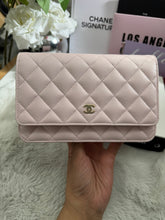 Load image into Gallery viewer, Chanel 22P 2022 Pre Spring/Summer Collection Light Sakura Pink Caviar LGHW Timeless Classic Wallet on chain (WOC)
