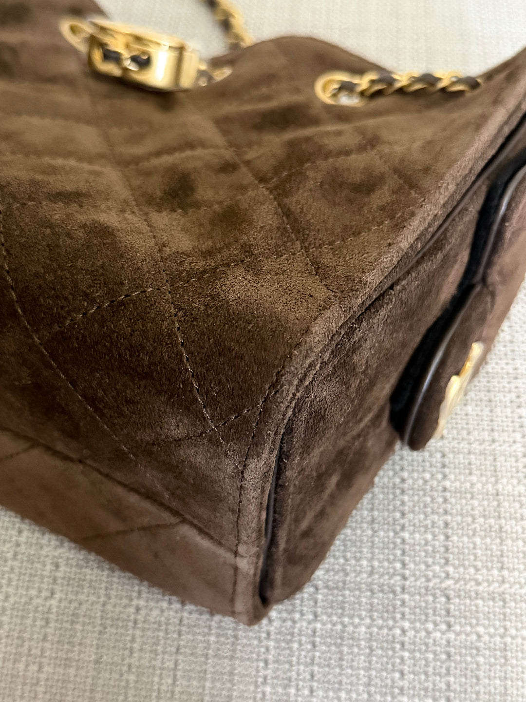 CHANEL 26C collection 2025/2026 Brown Suede Leather Mini 25 Hobo Bag with aged GHW