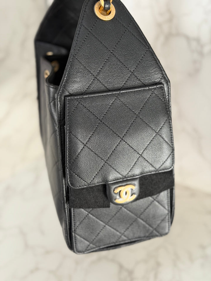 CHANEL 25 2025 size SMALL in Black Caviar Aged GHW Hobo Bag