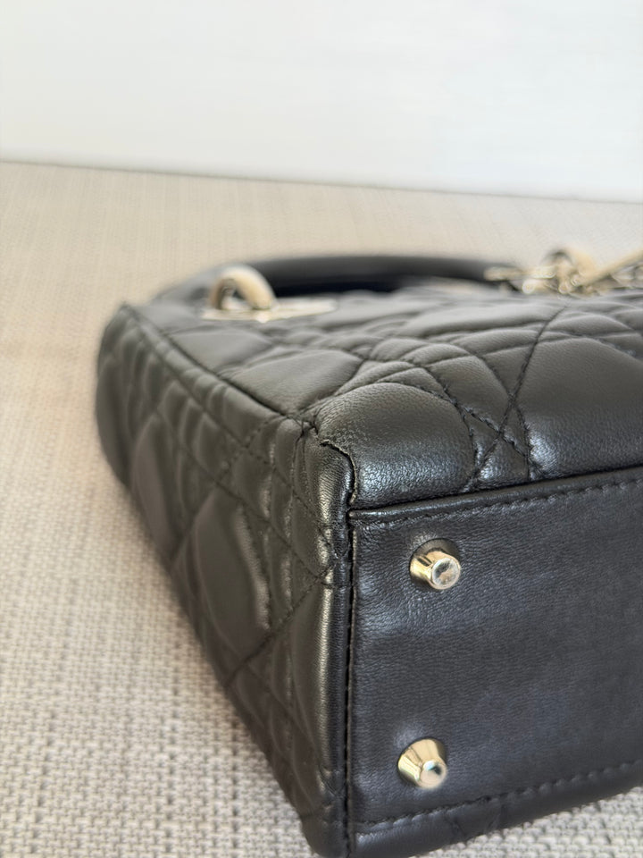 DIOR Lady Dior Mini Vintage Black Lambskin Silver hardware SHW 2006