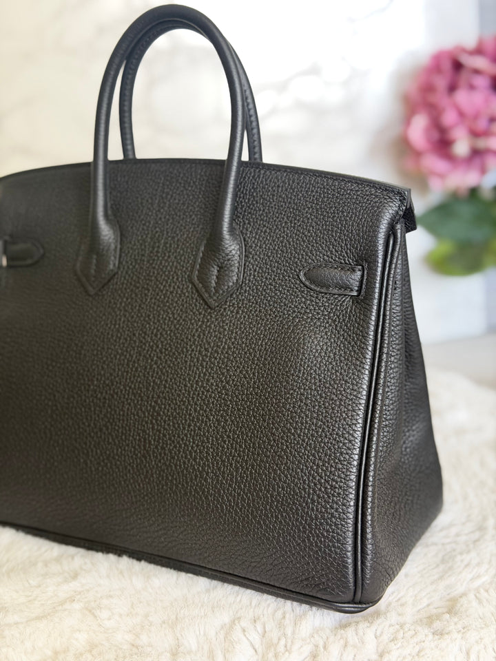 WA/Email to purchase only- HERMÈS Noir Black 89 Togo Leather GHW Birkin 25 Stamp U 2022 Kept unused