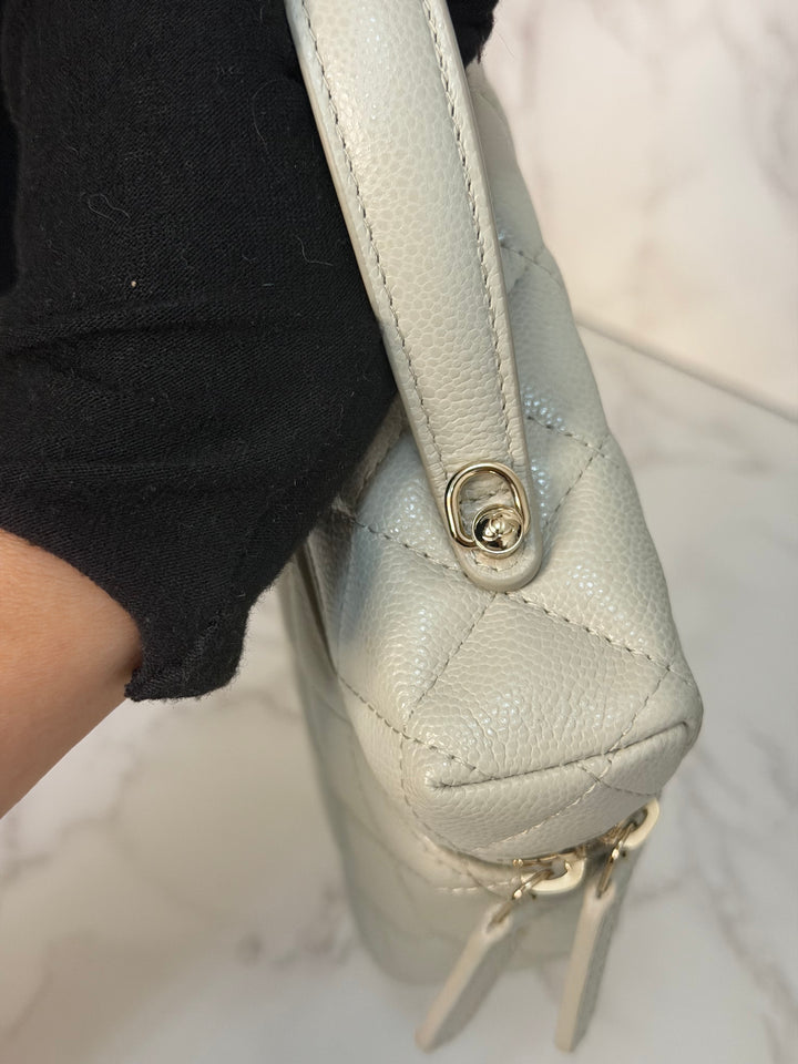 CHANEL 25B 2025 Light Grey Caviar LGHW Long Vanity Bag with Detachable Chain