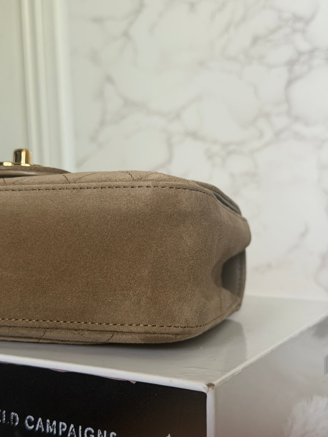 CHANEL 26B Beige Suede Matthie Blazy Mini Flap Bag GHW 2026