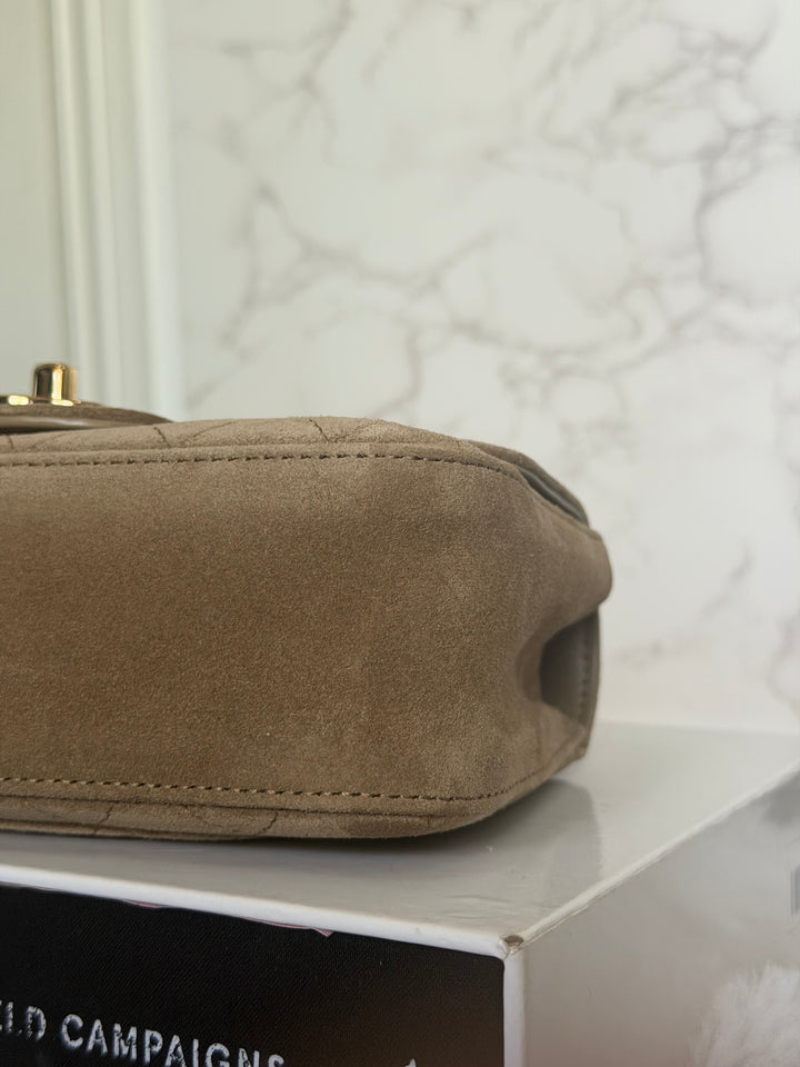 CHANEL 26B Beige Suede Matthie Blazy Mini Flap Bag GHW 2026