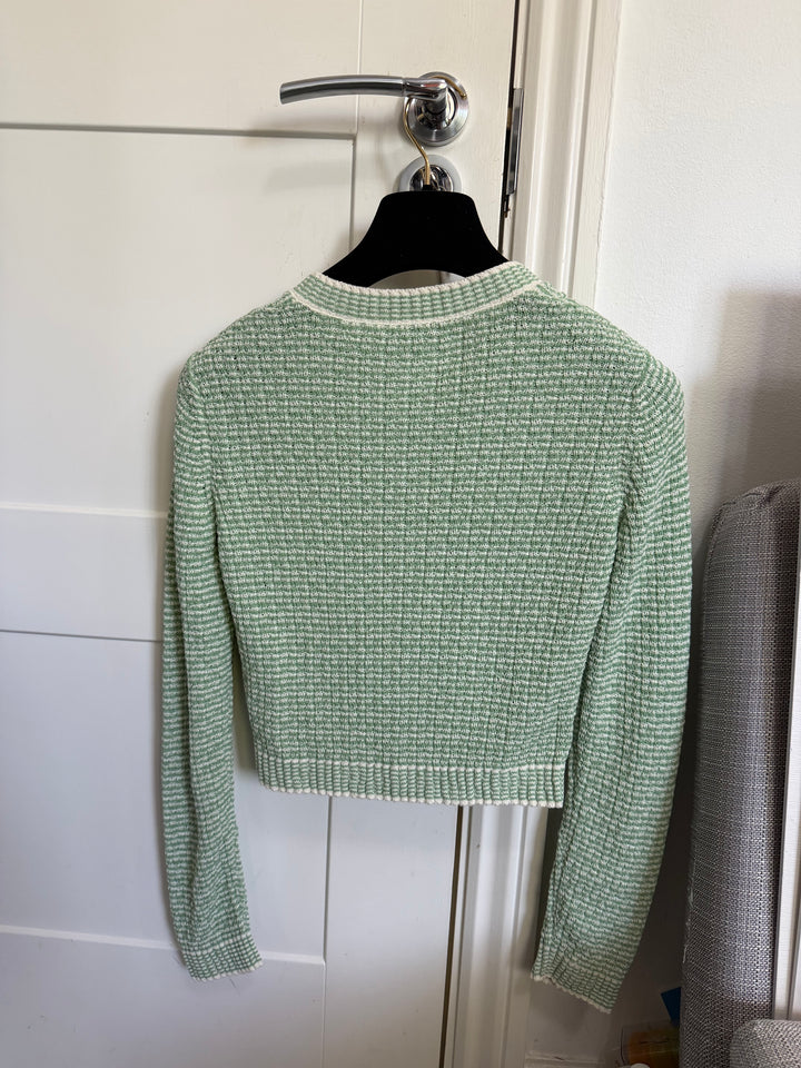 CHANEL 21C Green and White Knitted Cardigan size EU 34 2021