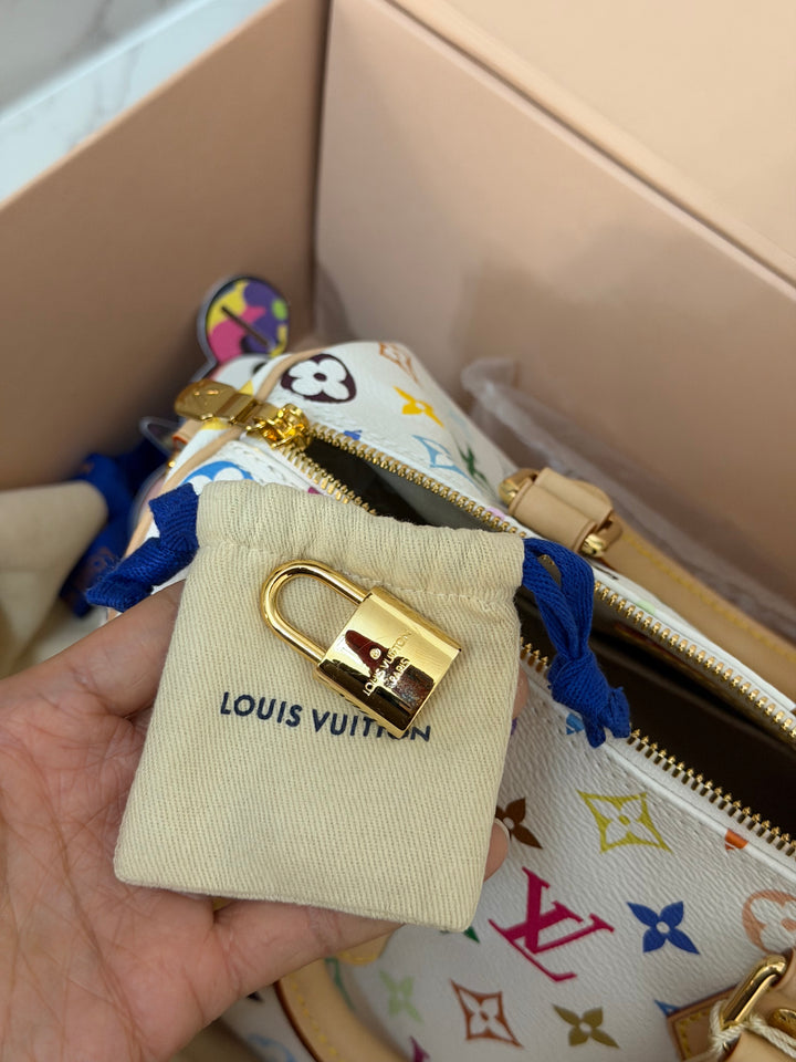 LOUIS VUITTON LV TM x LV Takashi Murakami Blanc White Multicolored Monogram canvas Speedy Bandouliere 25