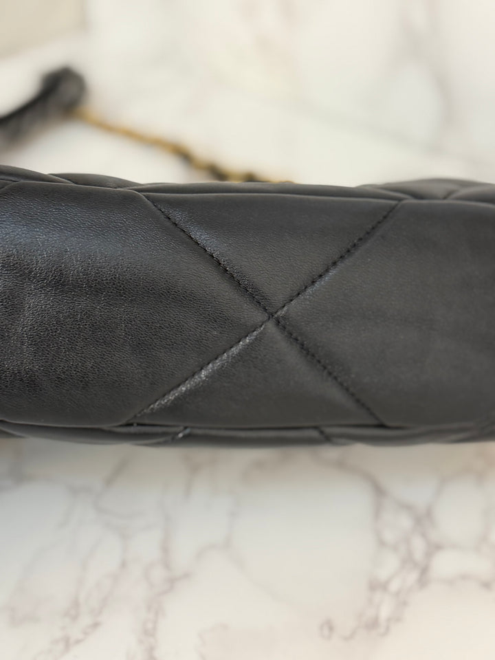 CHANEL 19 Size Small series 31 2020/2021 Black Lambskin Mixed HW Top Handle Flap Bag