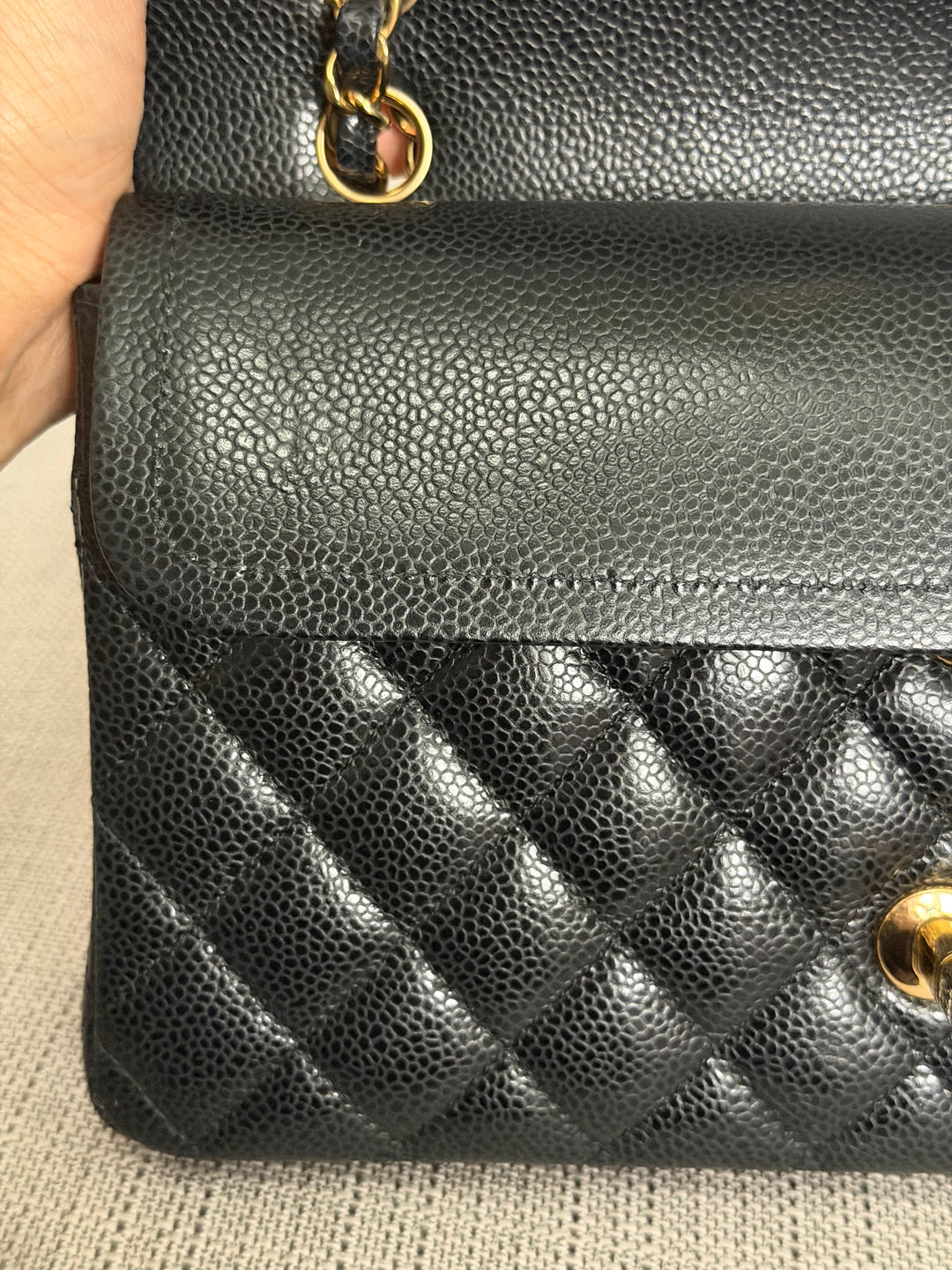 CHANEL 2022 Black Caviar GHW Timeless Classic Medium ML 11.12 Double Flap Bag