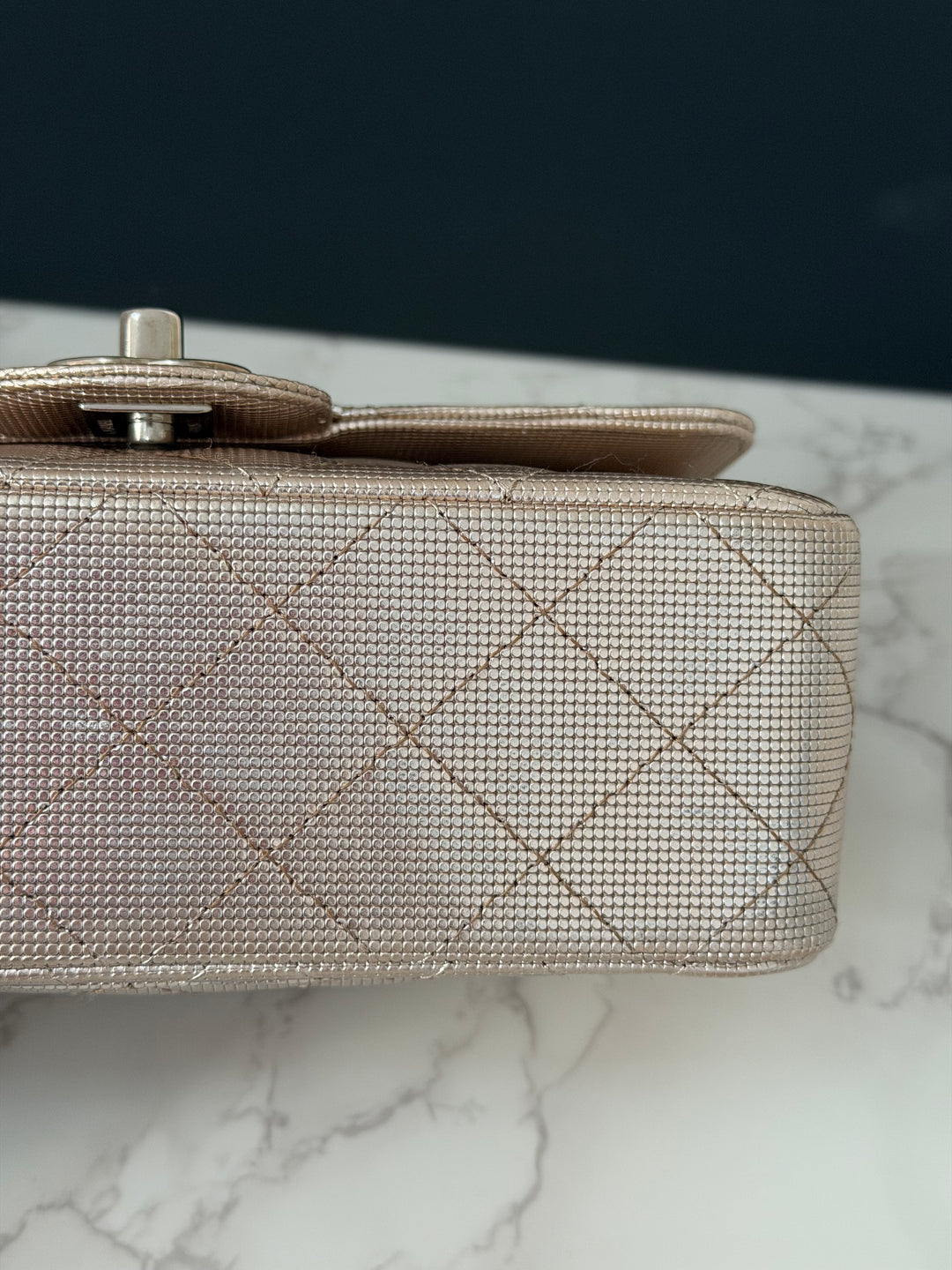 CHANEL series 21 16C 2016 Pixel Pinky Gold Calf Skin SHW Mini Rectangular Flap Bag