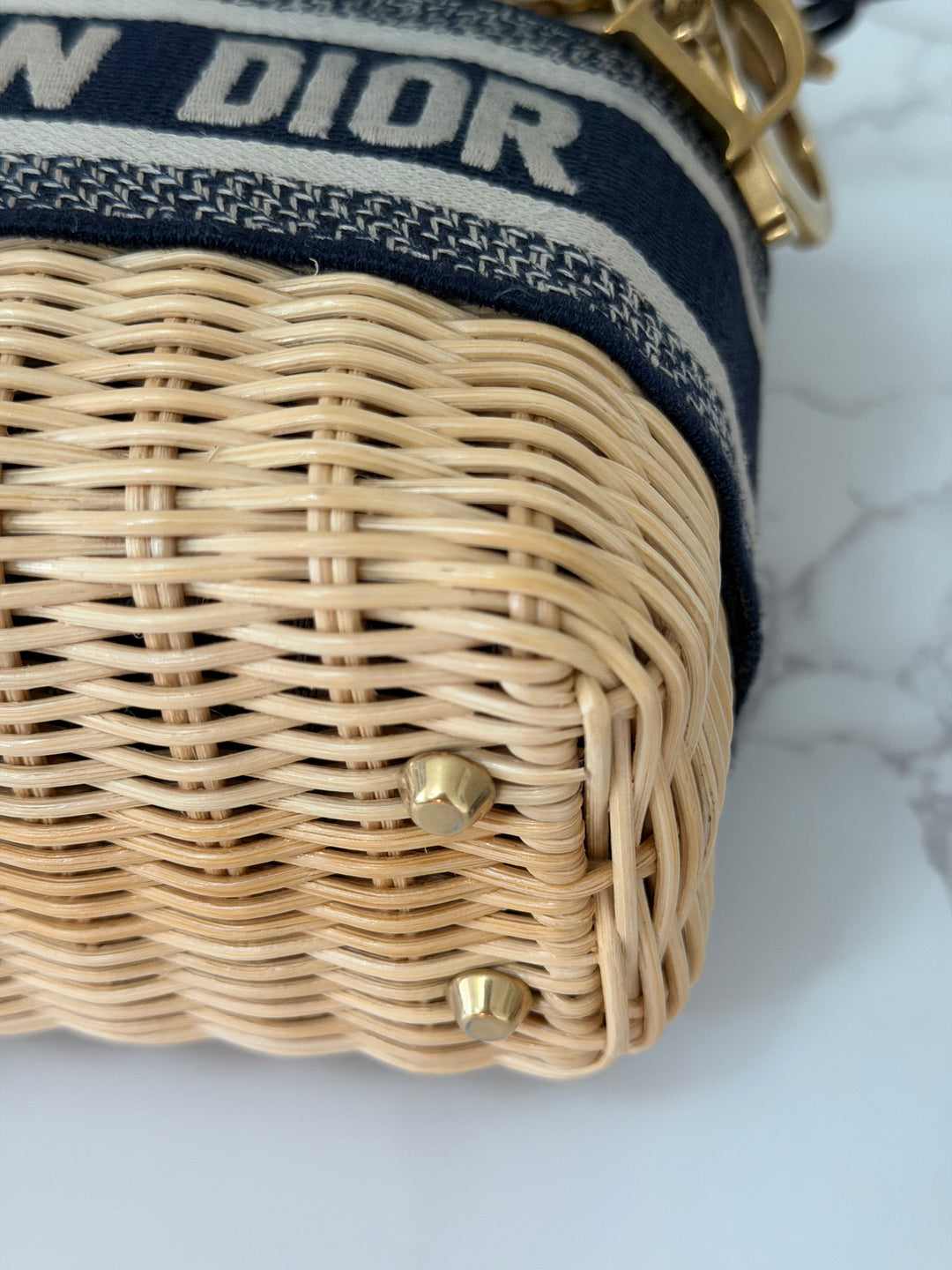 DIOR Lady Dior Wicker Bag Oblique Canvas in Black and Cream size Mini