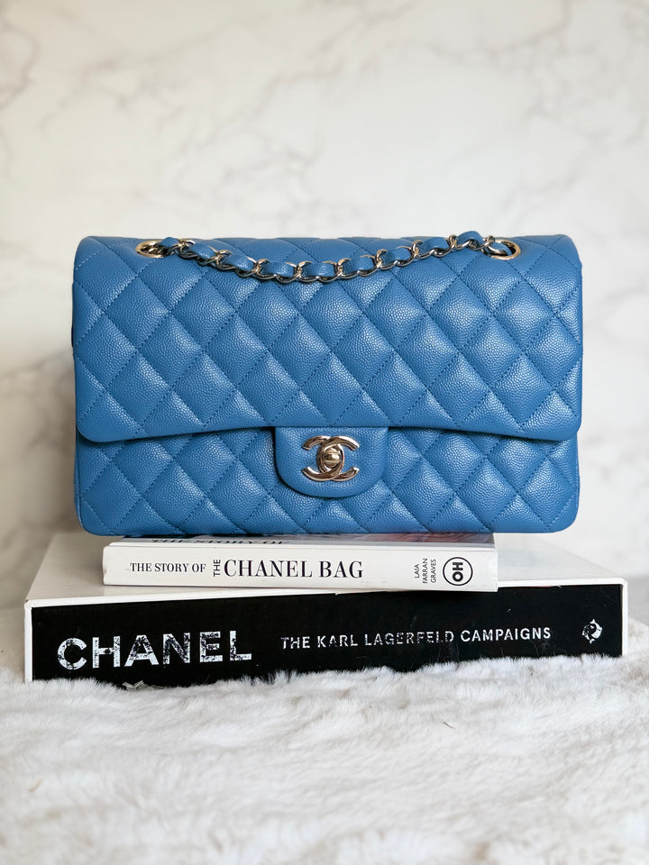 Chanel series 30 2020 Blue Caviar LGHW Medium ML timeless Classic double Flap Bag