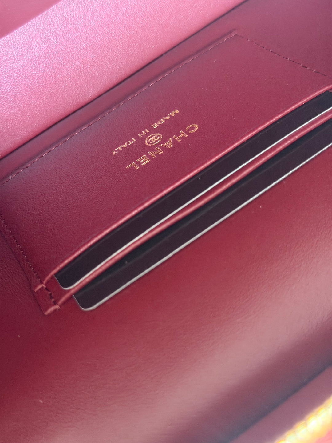 CHANEL 26B Croc Embossed Burgundy Calf Skin LP Long Vanity size Medium 23 cms 2026 Matthieu Blazy