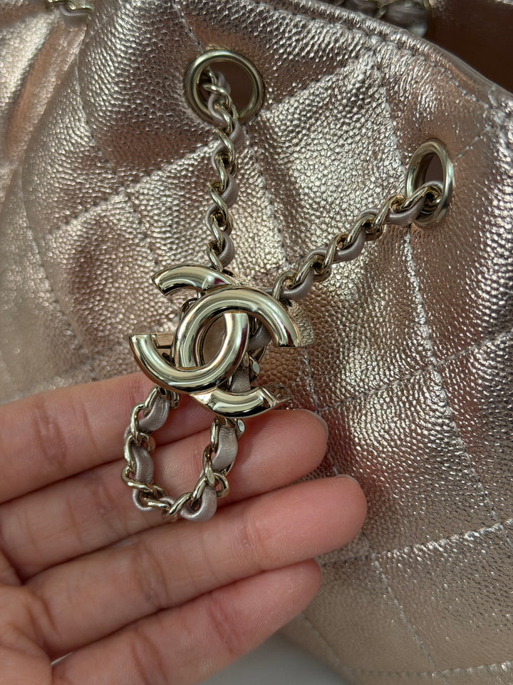 CHANEL 26C collection Mini 25 Hobo Bag in Rose Gold (Copper) Caviar Shiny GHW