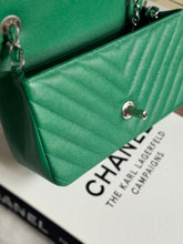 Load image into Gallery viewer, Chanel series 24 (2017) Green Caviar SHW Chevron Mini Rectangular Flap Bag
