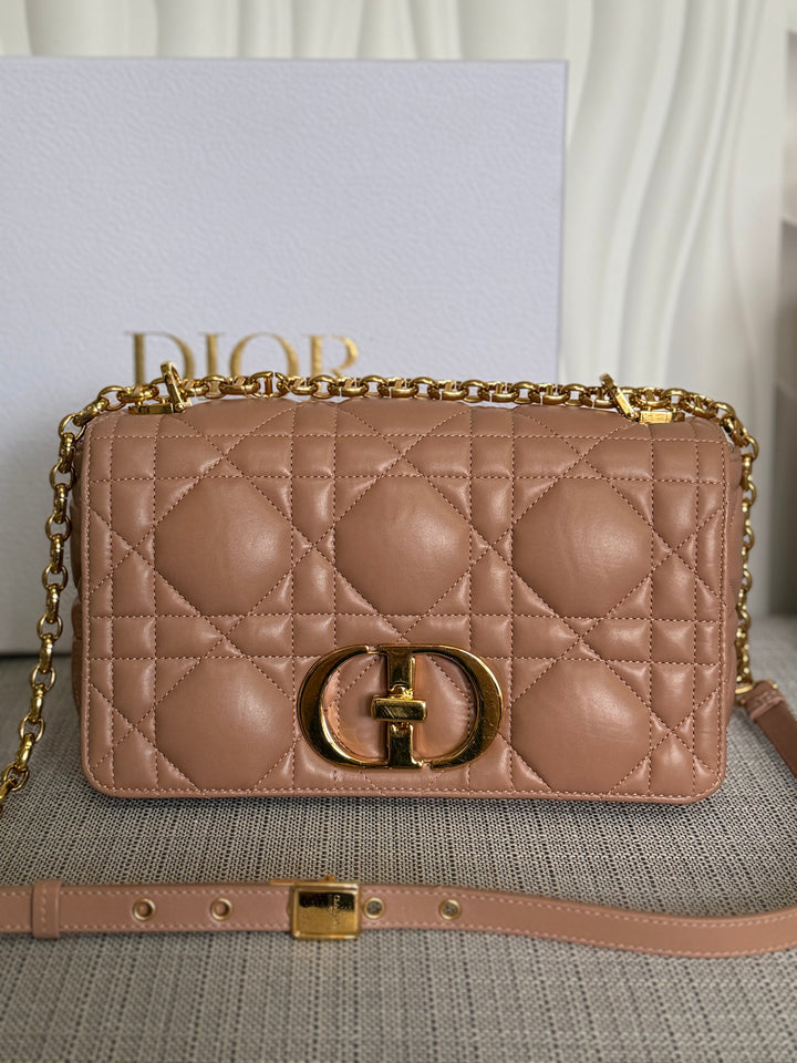 Dior Caro Flap Bag in Rose De Ven Calfskin GHW Medium 25 cms
