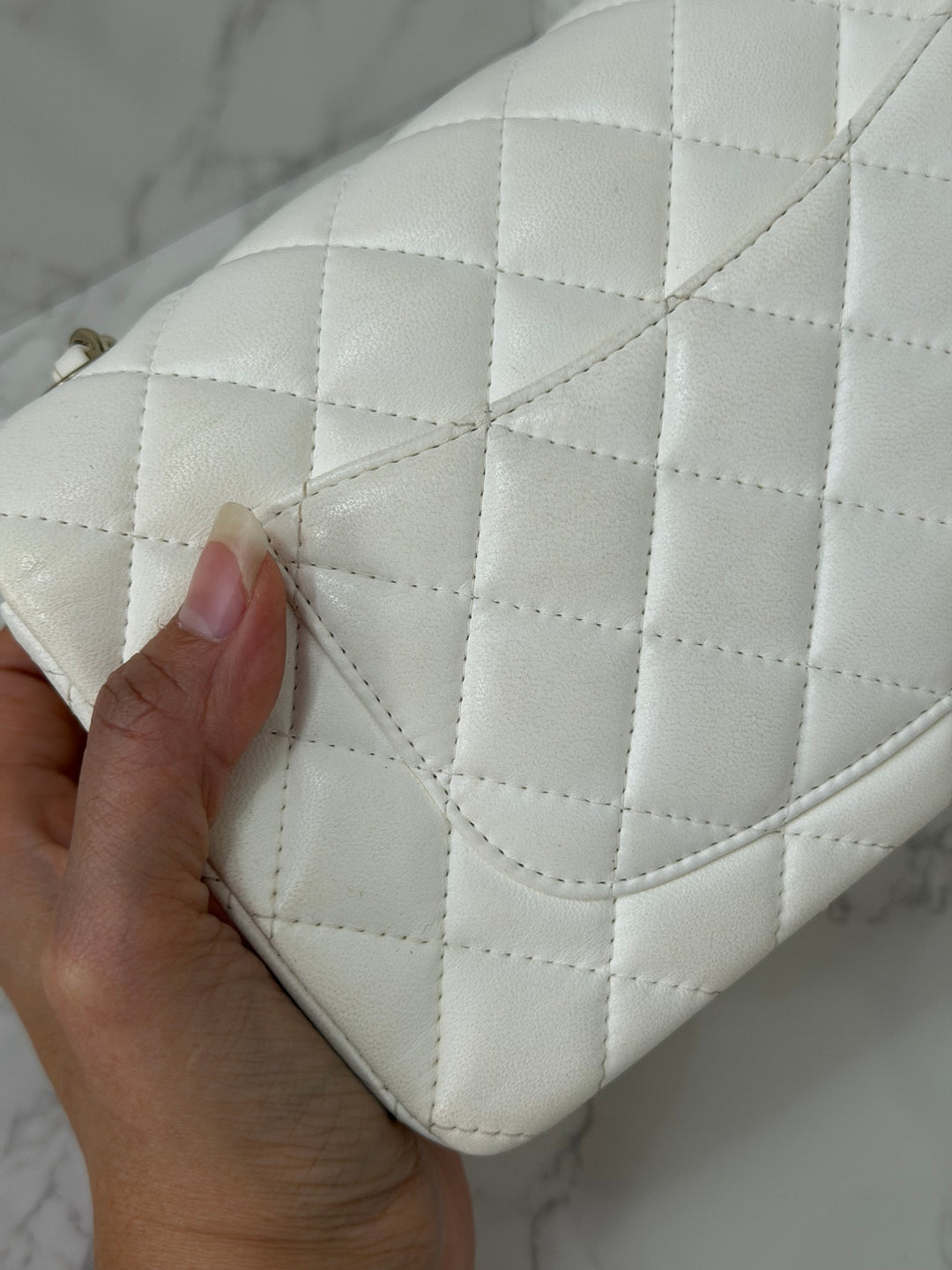 CHANEL series 23 2016 White Lambskin LGHW Mini Rectangular Flap Bag