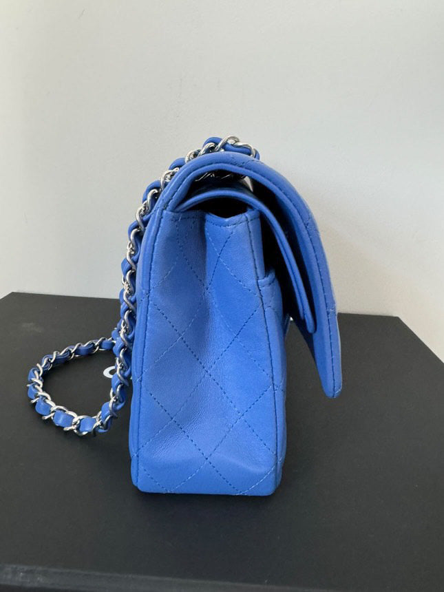 Chanel Blue Lambskin SHW ML Medium Timeless Classic Double Flap Bag