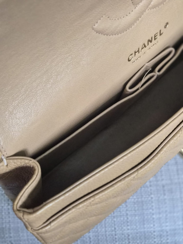 CHANEL Series 9 Vintage Dark Beige Caviar 24K GHW Medium Timeless Classic Double Flap Bag