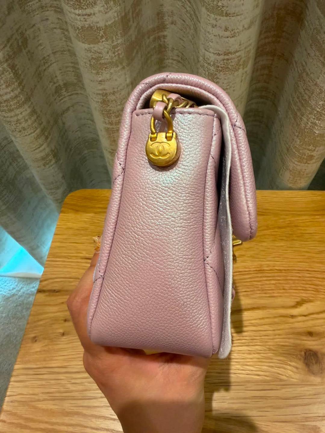 CHANEL 21K iridescent pink caviar aged GHW Adjustable chain My Perfect Mini Flap Bag 2021