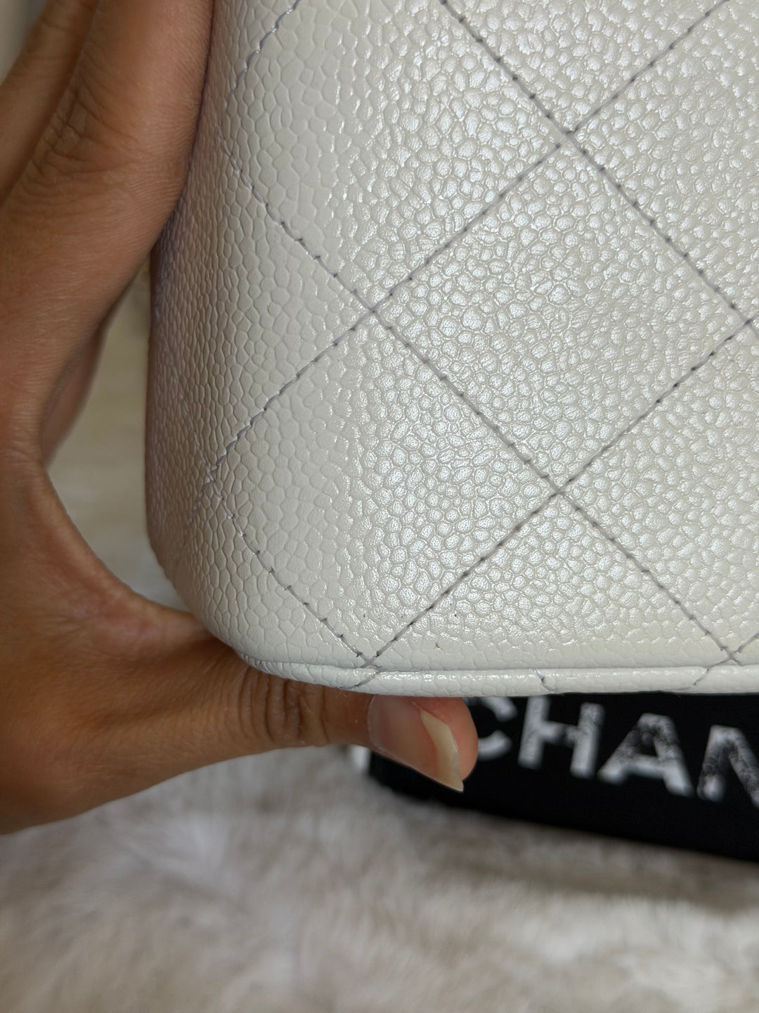 CHANEL White Caviar GHW Jumbo Double Flap Classic Bag 2010