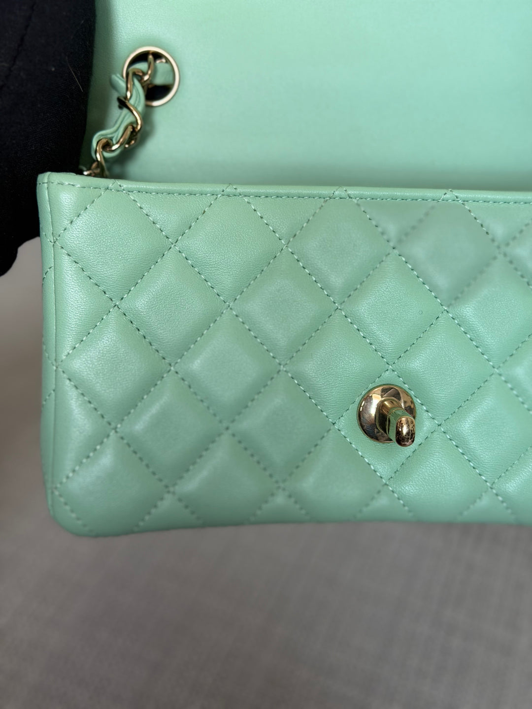 CHANEL Pastel Green Lambskin LGHW Mini Rectangular Flap Bag 2024 8 inches 20 cms