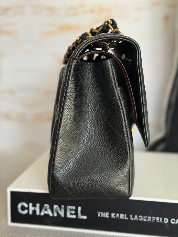 CHANEL series 15 Black Caviar GHW Jumbo Timeless Classic Double Flap Bag 2011