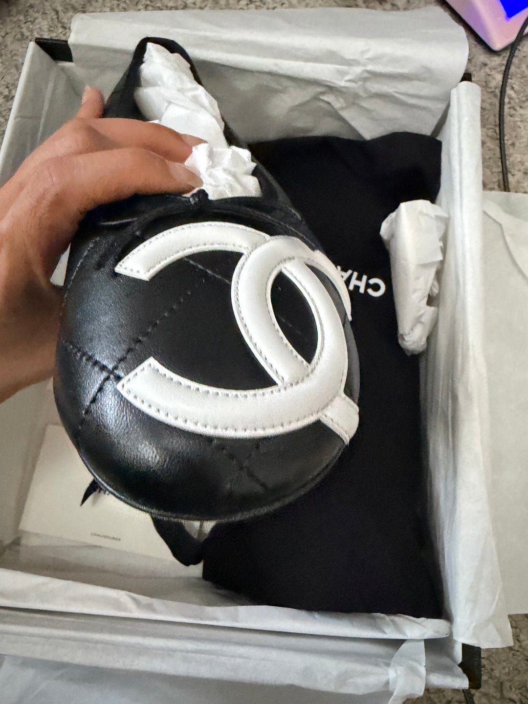 CHANEL Coco Beach 2026 26S Black Lambskin White CC Logo Ballerina Shoes size EU39C TTS