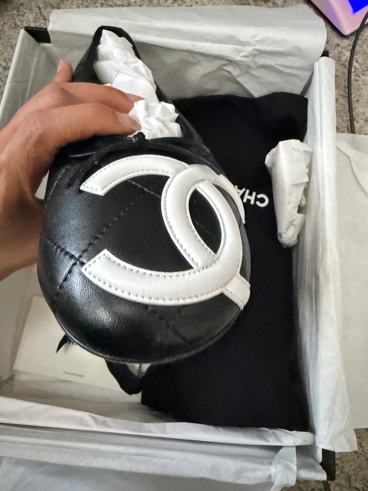 CHANEL Coco Beach 2026 26S Black Lambskin White CC Logo Ballerina Shoes size EU39C TTS