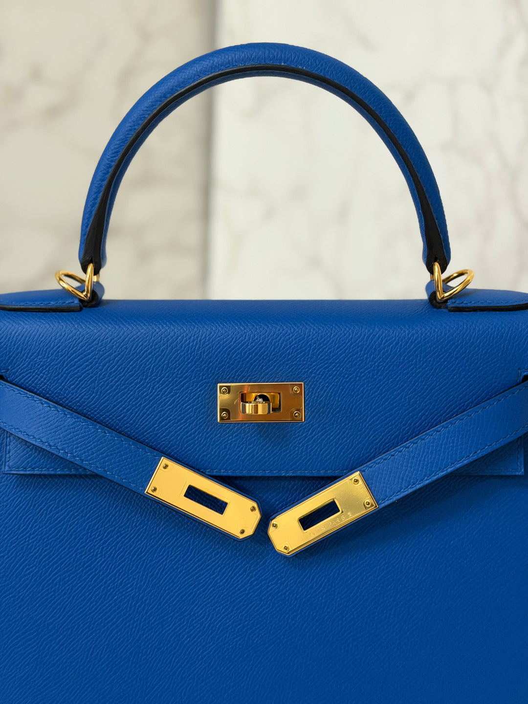 Hermes Blue Hydra Epsom Sellier Kelly 28 GHW Stamp C 2018