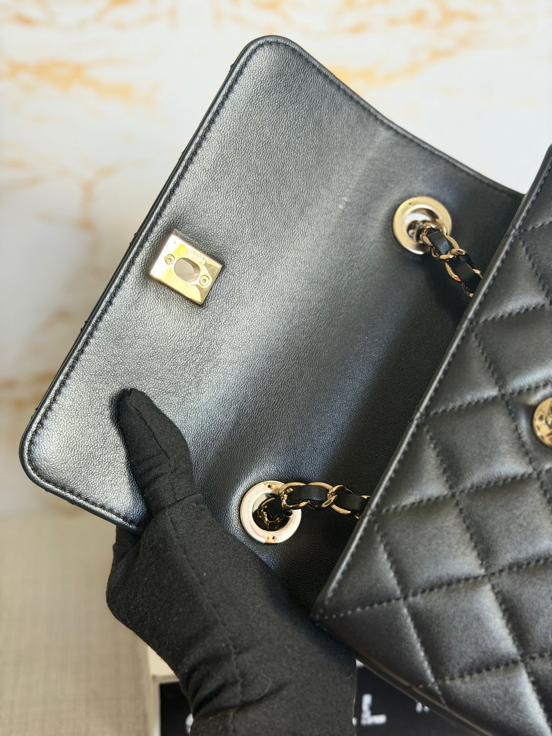 CHANEL Black Lambskin LGHW Trendy CC Flap Bag size MINI 8 inches with detachable Strap 2023/2024