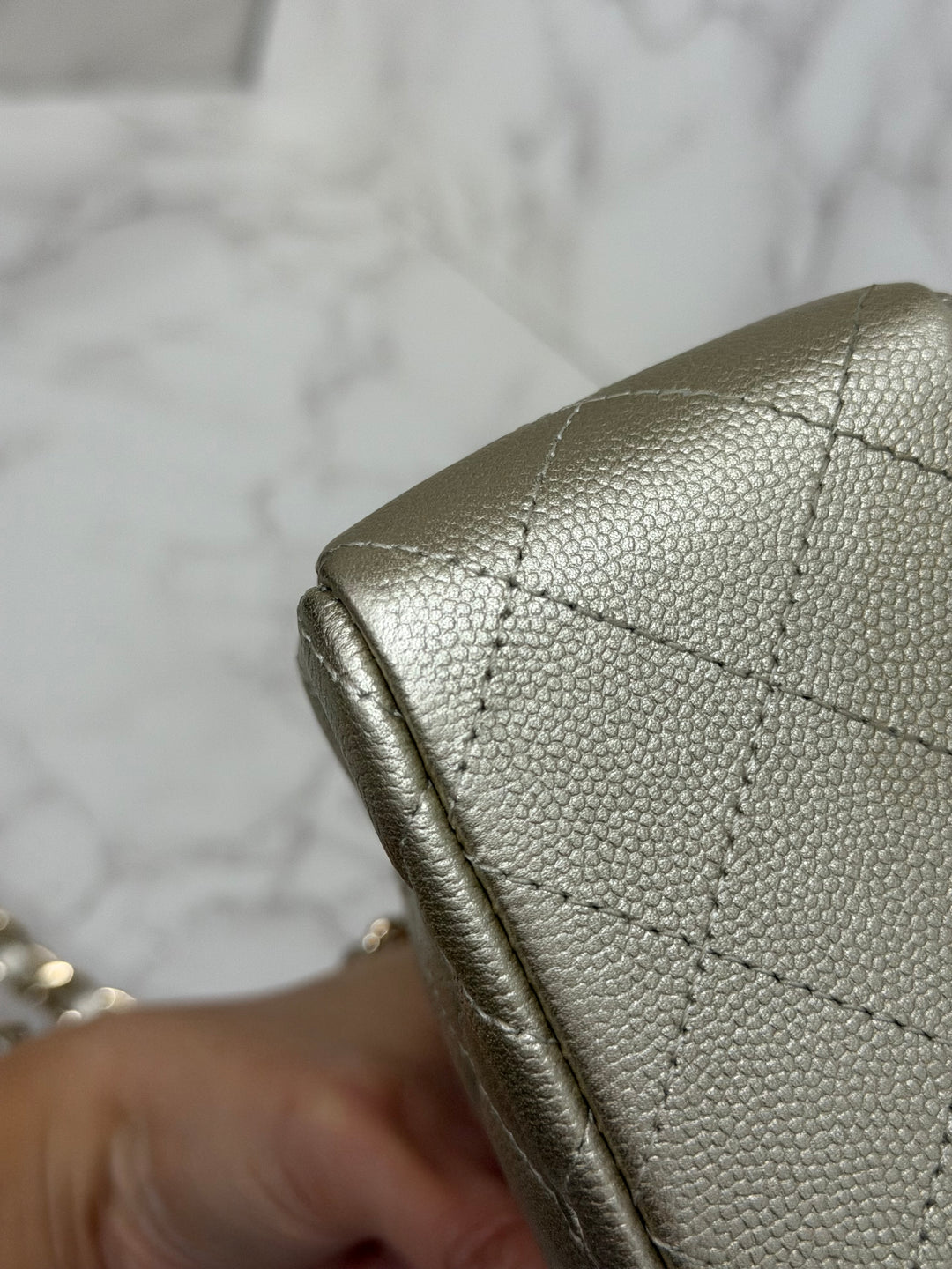 CHANEL series 23 Champagne Gold Caviar LGHW Mini Rectangular Flap Bag