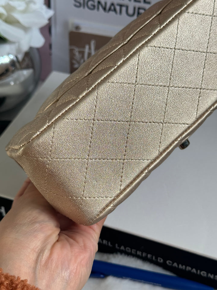 Chanel 21P series 31 Iridescent Gold Lambskin LGHW Mini Rectangular Flap Bag