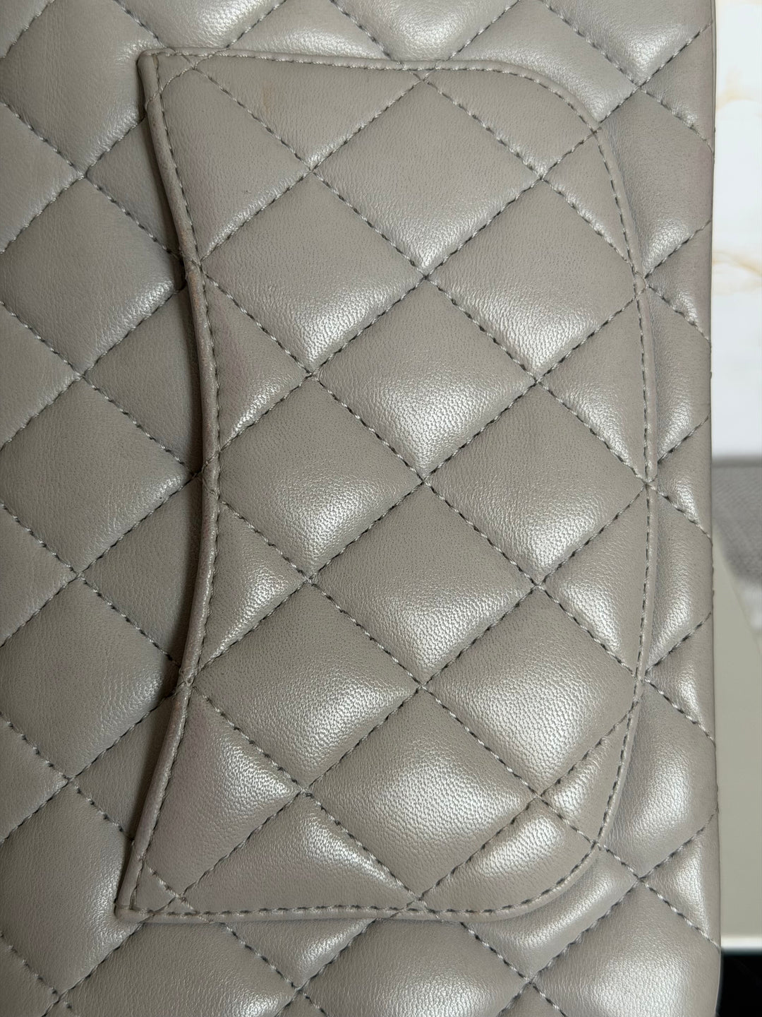 CHANEL Grey Lambskin aged GHW Mini Rectangular Flap bag Top Handle 2021 21A collection