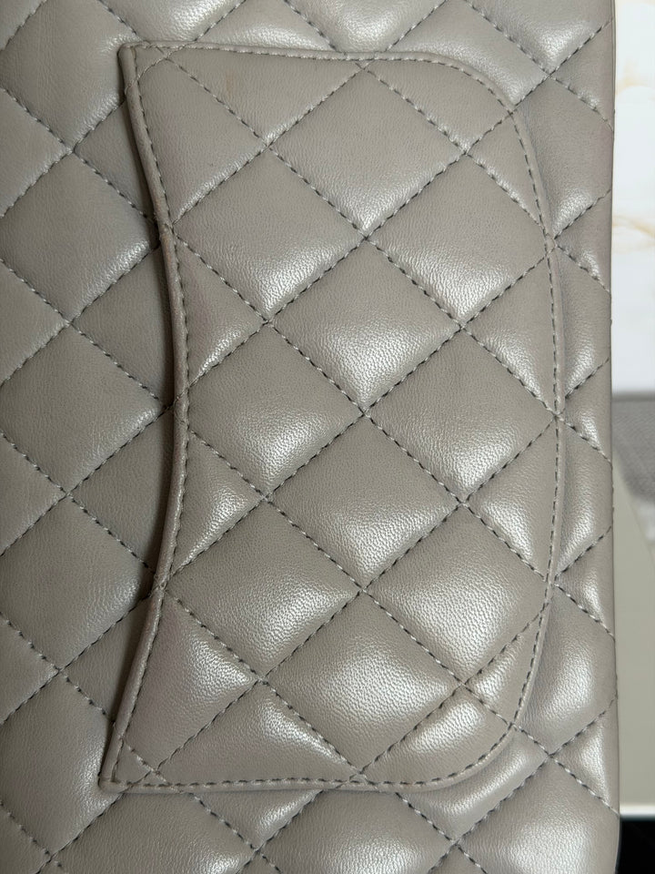 CHANEL Grey Lambskin aged GHW Mini Rectangular Flap bag Top Handle 2021 21A collection