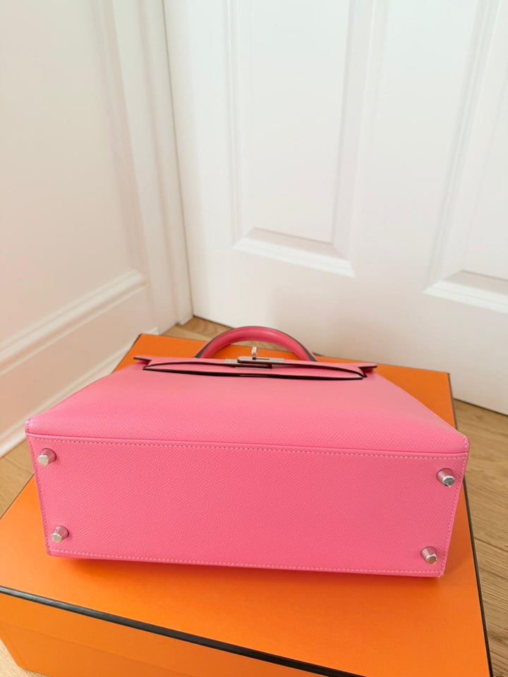 Hermes Kelly 28 in Rose Azalee Pink Epsom Leather PHW Stamp C 2018