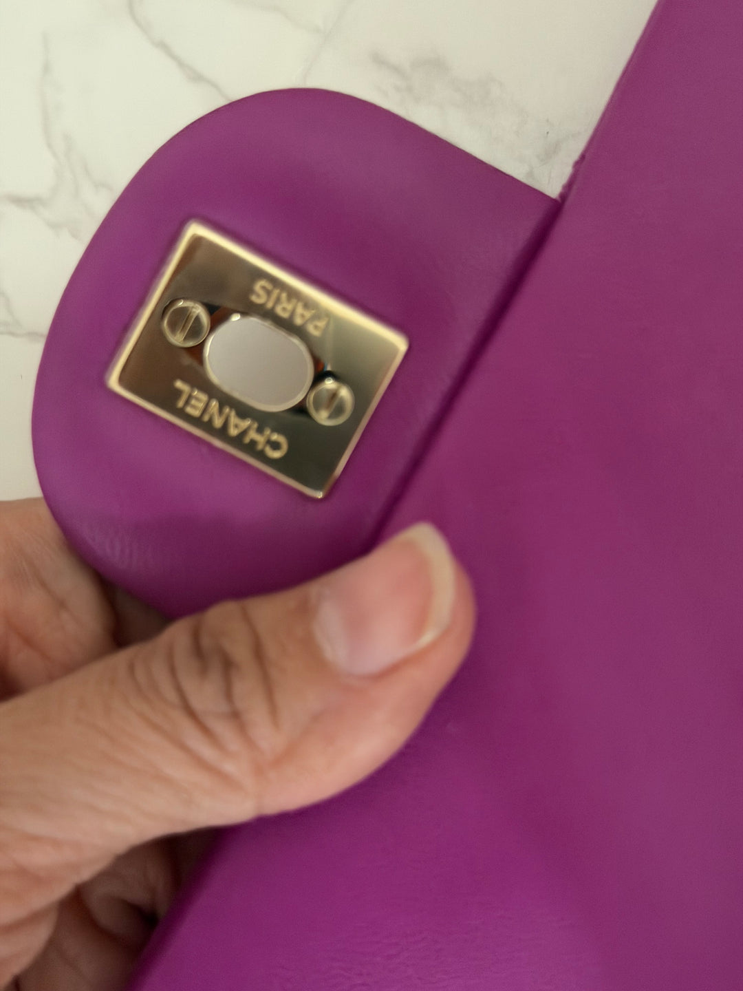 CHANEL 21C Collection 2020/2021 Purple Lambskin Champagne GHW Mini rectangular flap bag