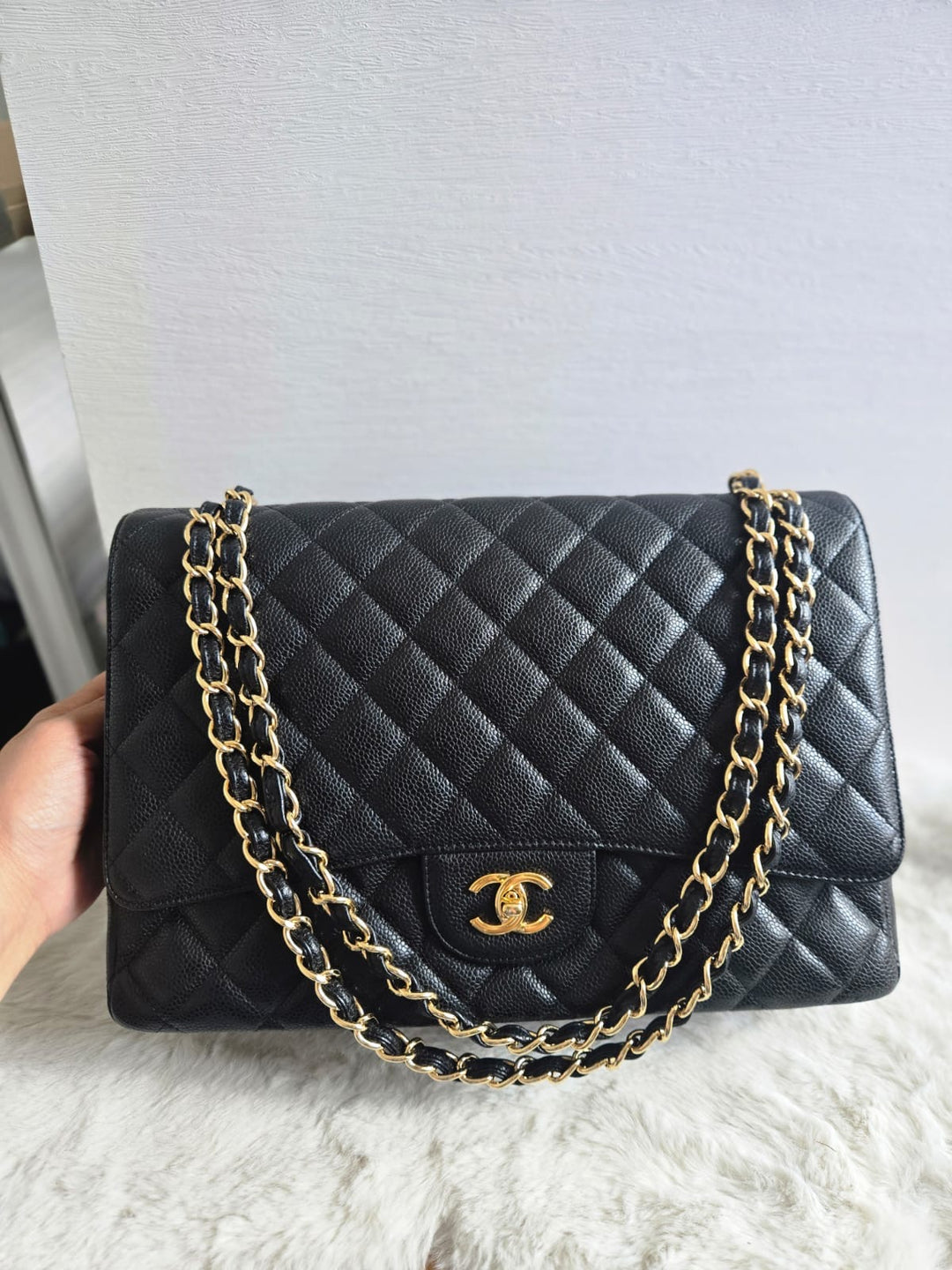 Chanel series 13 2010 Black Caviar Maxi Single Flap Bag with GHW