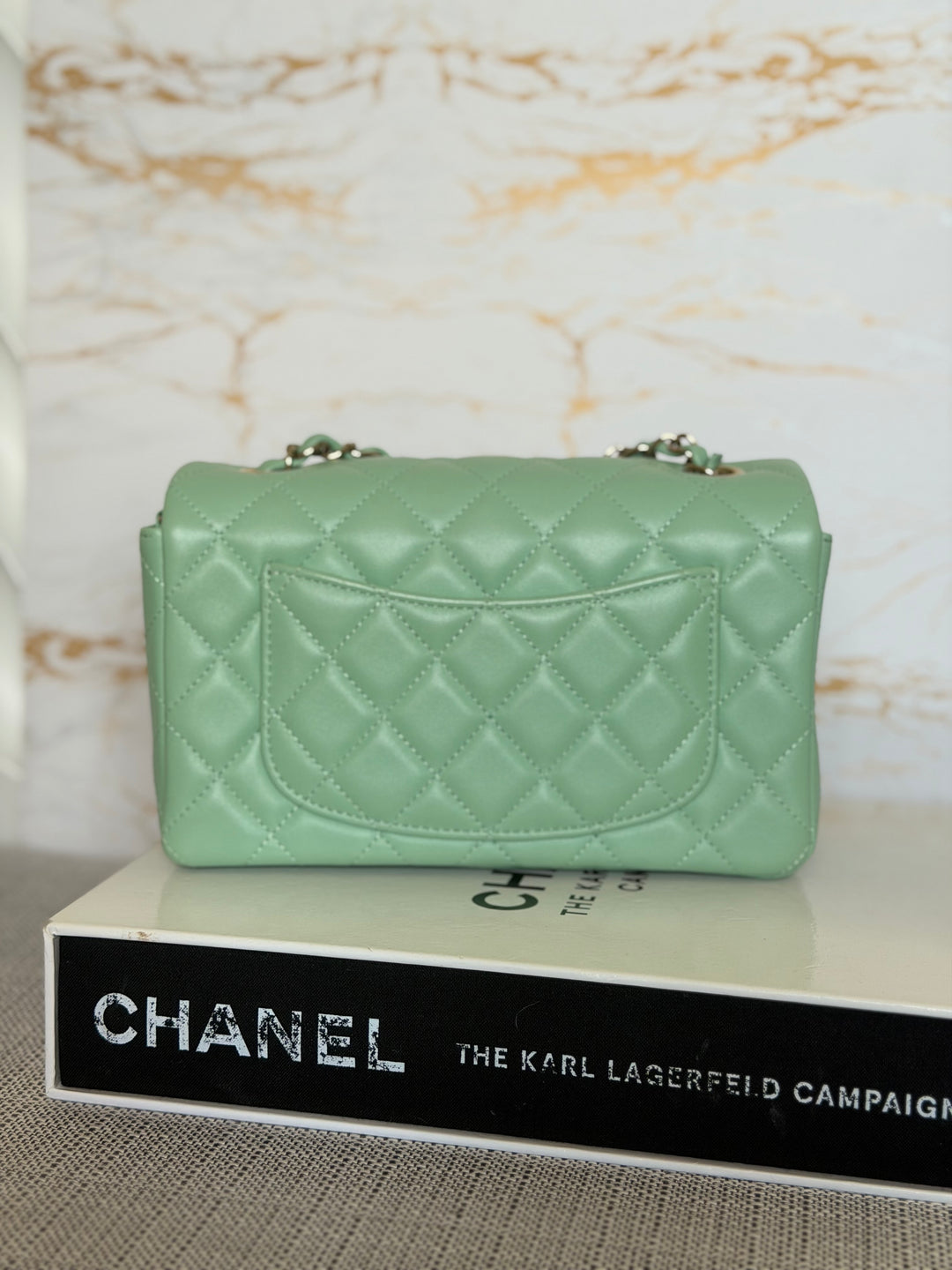 CHANEL Pastel Green Lambskin LGHW Mini Rectangular Flap Bag 2024 8 inches 20 cms