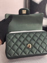 Load image into Gallery viewer, Chanel Iridescent Dark Green Lambskin Mini Rectangular Flap Bag with Top Handle and Champagne GHW
