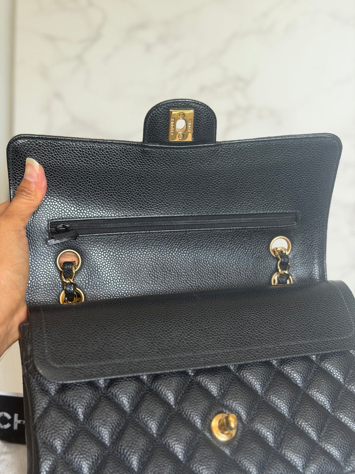 CHANEL series 29 Black Caviar GHW Medium ML Timeless Classic Double Flap Bag 2020