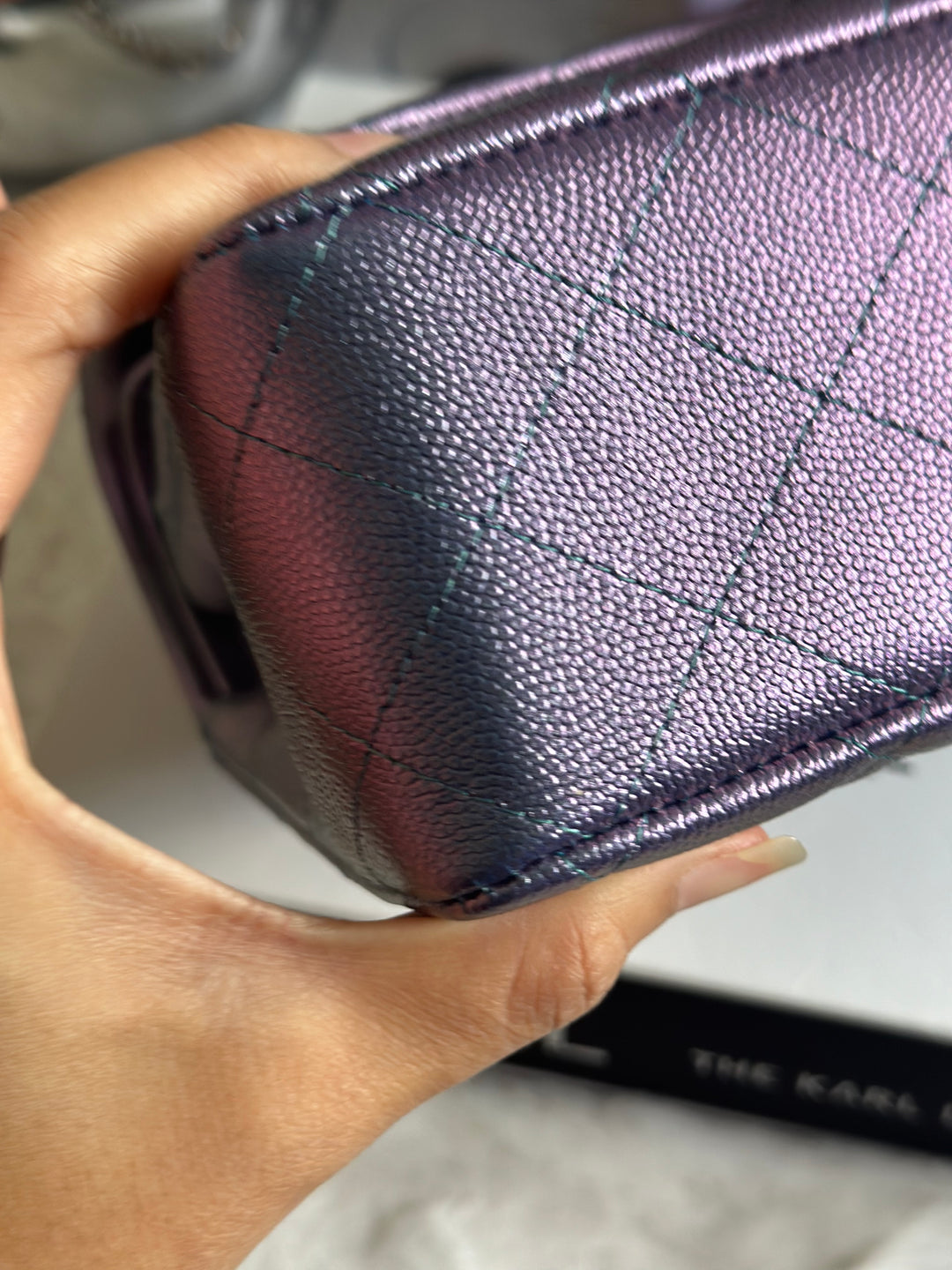 Chanel 22P Iridescent Purple Caviar LGHW Medium ML Timeless Classic Double Flap Bag