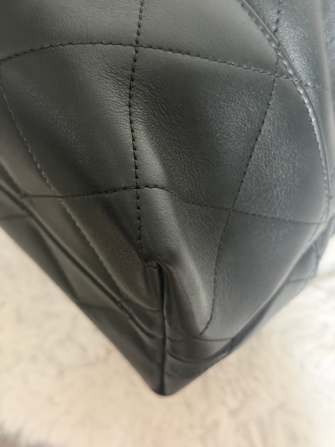 CHANEL 25A Black Calf Skin aged GHW Hobo Shopping Bag size Small 2025