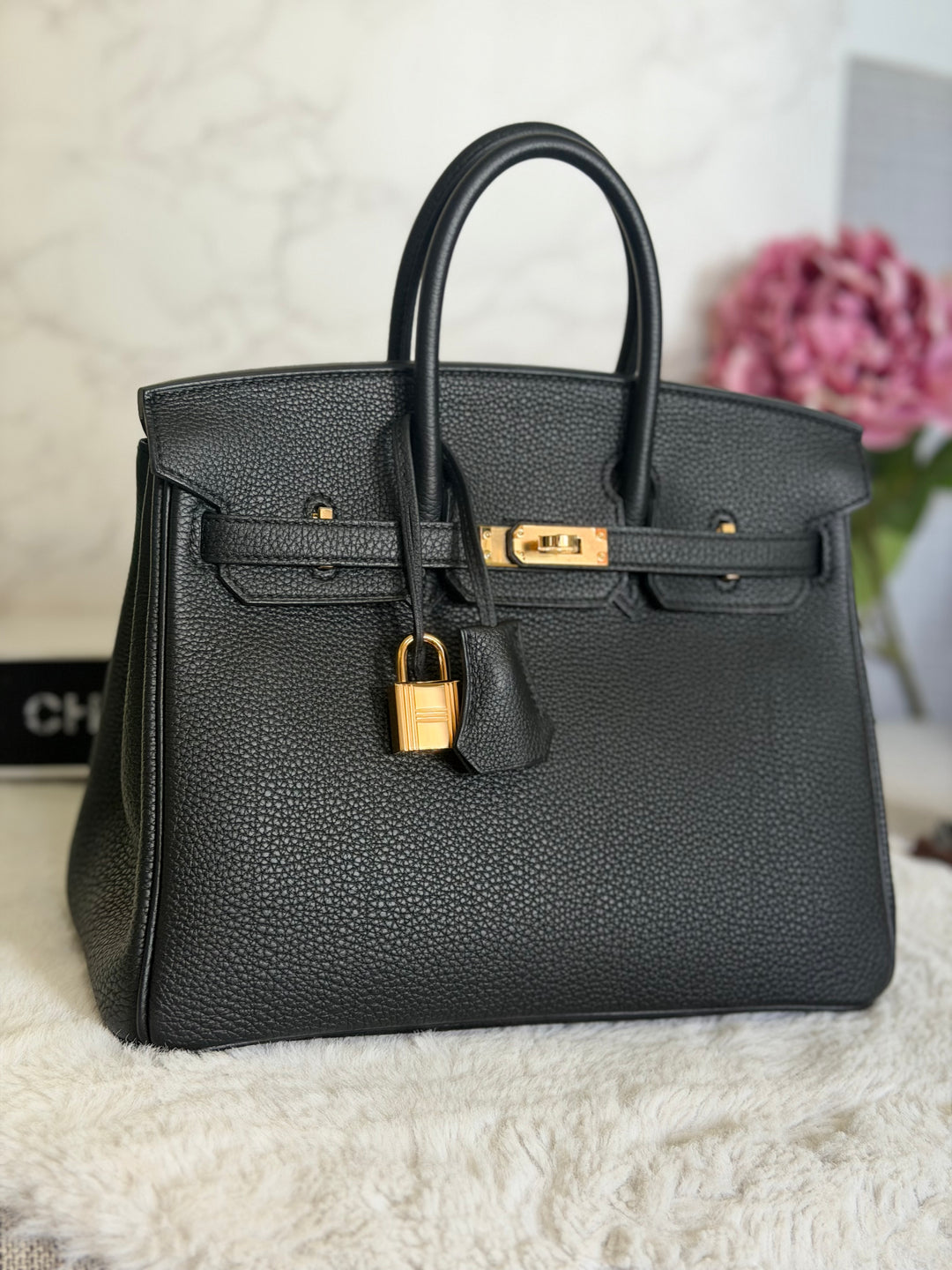 WA/Email to purchase only- HERMÈS Noir Black 89 Togo Leather GHW Birkin 25 Stamp U 2022 Kept unused