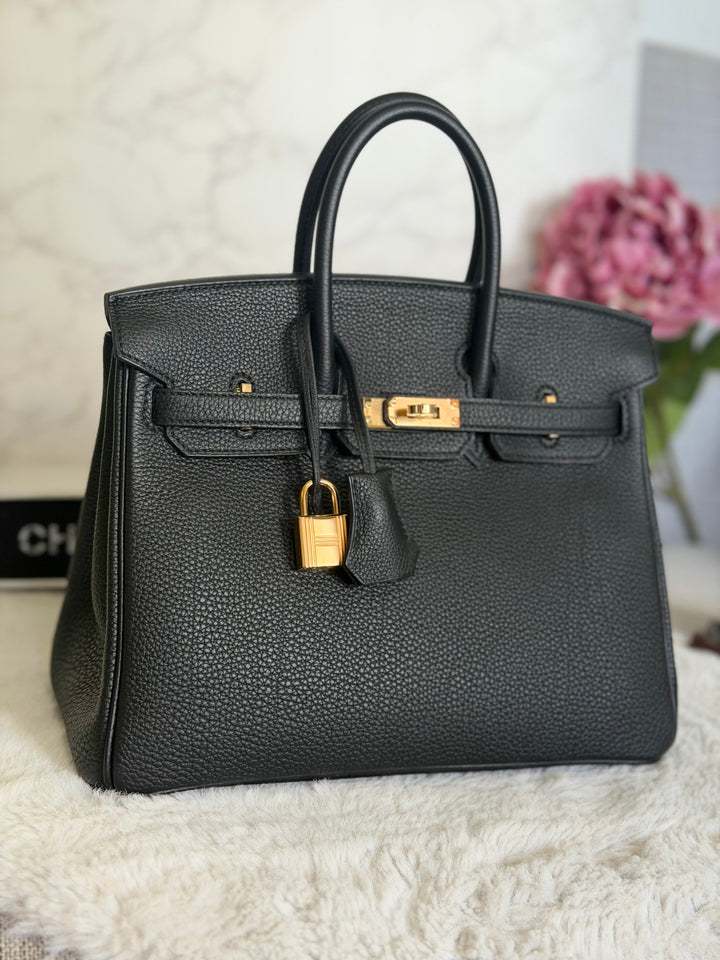 WA/Email to purchase only- HERMÈS Noir Black 89 Togo Leather GHW Birkin 25 Stamp U 2022 Kept unused