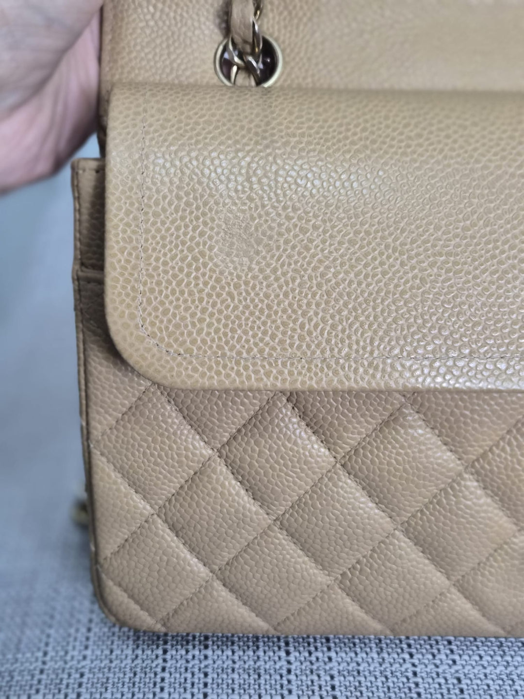CHANEL Series 9 Vintage Dark Beige Caviar 24K GHW Medium Timeless Classic Double Flap Bag