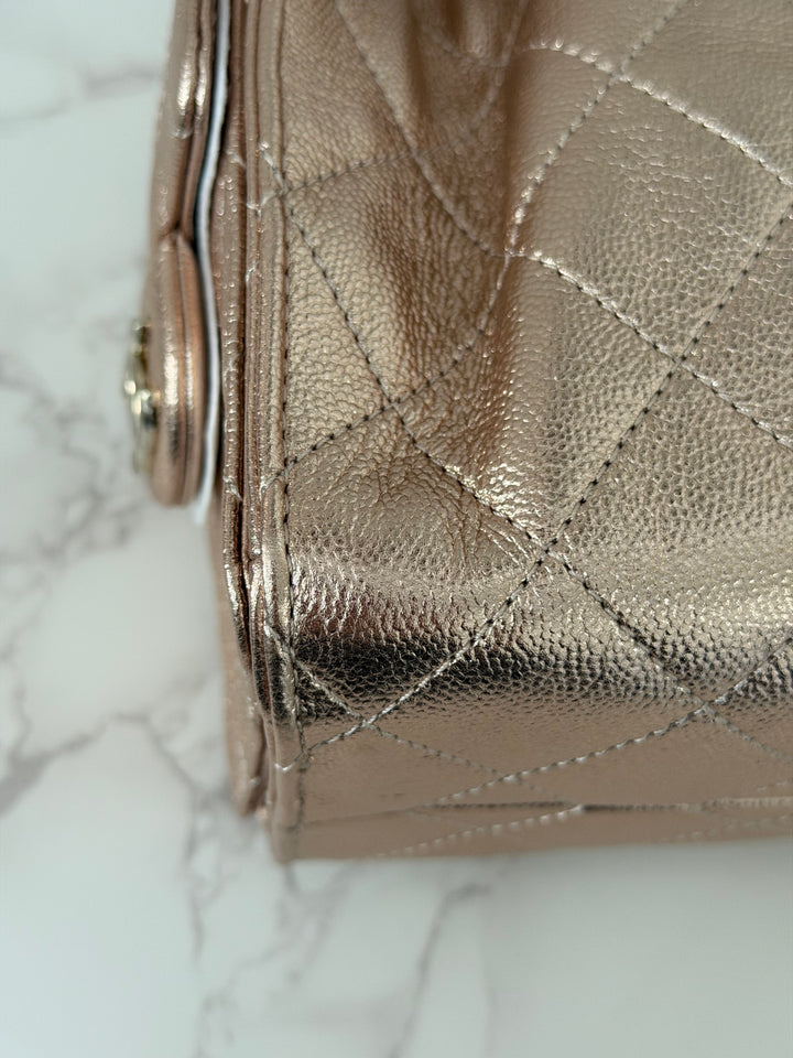 CHANEL 26C collection Mini 25 Hobo Bag in Rose Gold (Copper) Caviar Shiny GHW