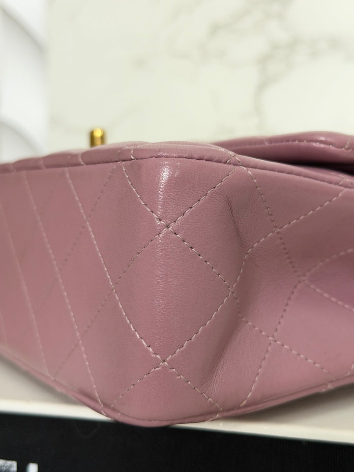 CHANEL series 21 Mauve Pink Purple Lambskin LGHW Medium ML Timeless Classic Double Flap Bag 2015