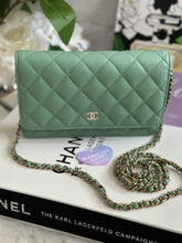 Load image into Gallery viewer, Chanel 23P Tiffany Green Caviar LGHW Classic Wallet on Chain (WOC)
