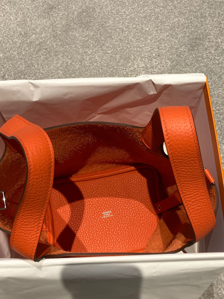 Hermes Picotin 18 in Orange Poppy leather with Palladium Hardware stamp B (2024)